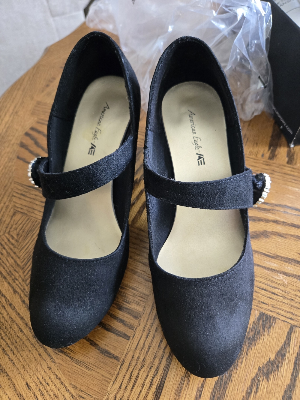 American Eagle Outfitters Black Mary Jane Heels with Rhinestone Brooch - Picture 5 of 5